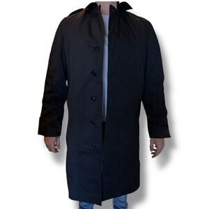 NWT Mens 42XL Black All Weather Trench Coat Water Repellent Removable Liner